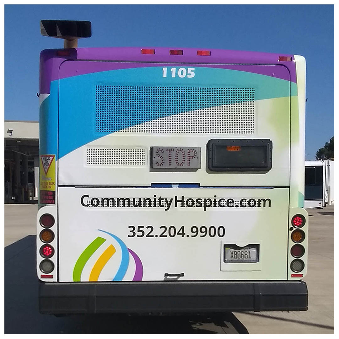 Community Hospice Gainesville Bus Wrap Back View