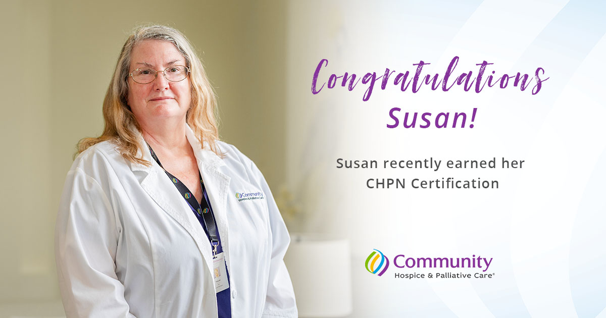 Hospice Nurse Susan Work Man Earns her Hospice Care Certification